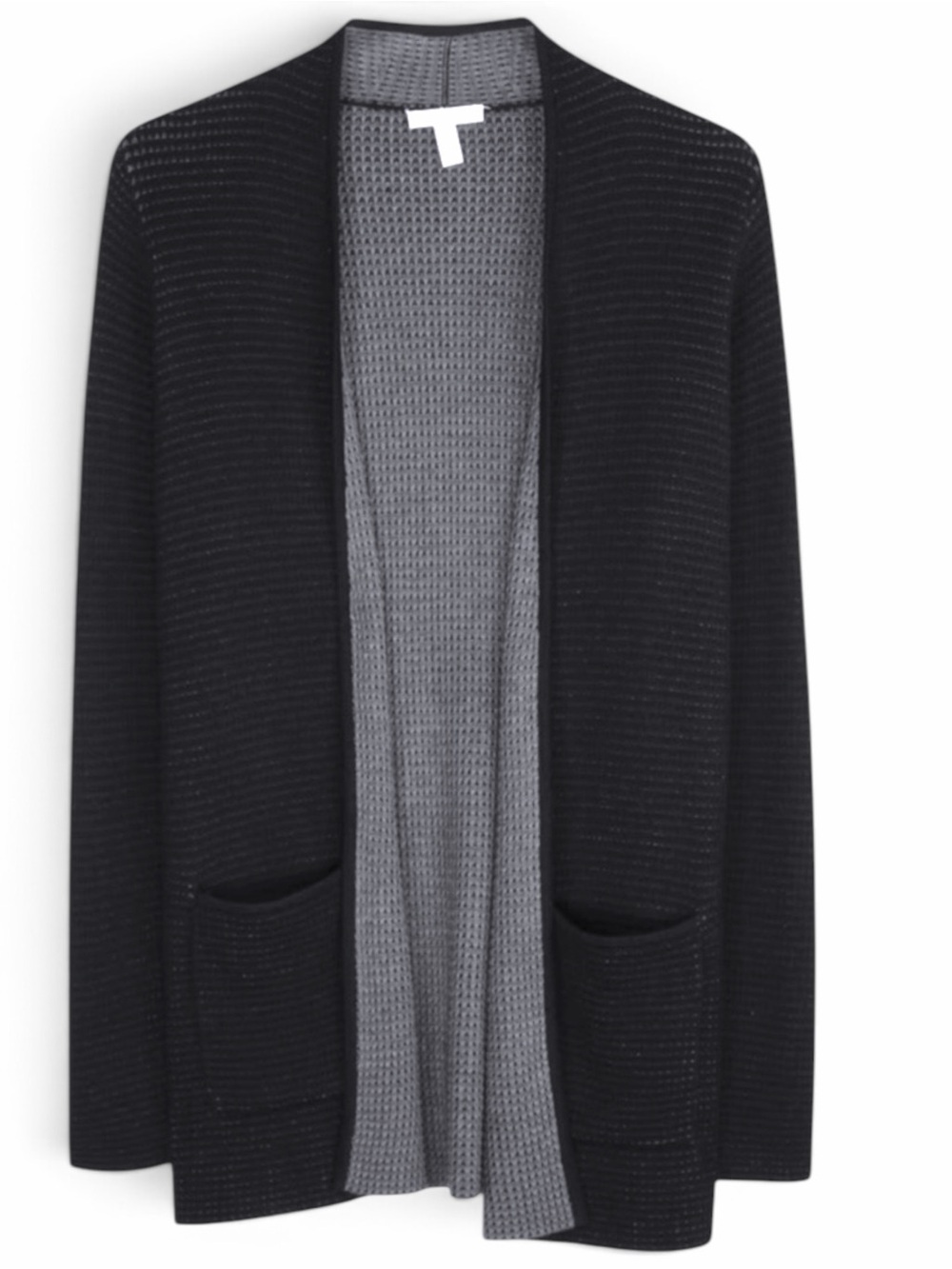 Eileen Fisher Organic Cotton Cashmere Charcoal Open Front Cardigan M NWOT